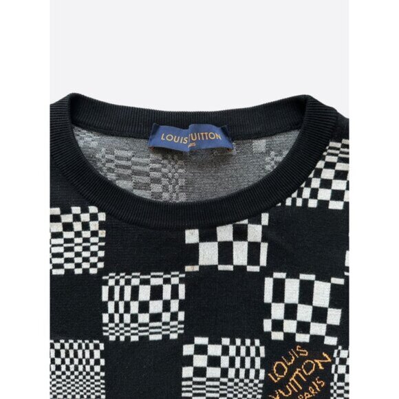 Louis Vuitton Black & White Distorted Damier Sweater - Picture 3 of 12